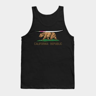 California Bear Republic State Flag Surfboard Tank Top